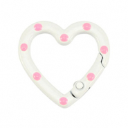 Colourful jewellery findings key chain heart White-Pink
