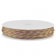 Macram&eacute; bead cord braided 1mm Purple-Green Metallic