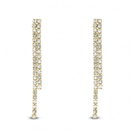 Stainless steel earrings / earpins with unequal rhinestones Gold