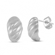 Stainless steel earrings / earpins twisted Silver