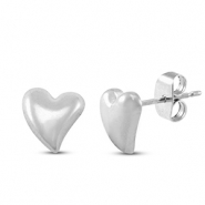 Stainless steel earrings / earpins heart Silver