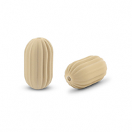 Acrylic beads oval Sand Brown