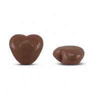 Acrylic beads heart Brown