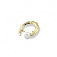 Brooches with pearl Gold-White