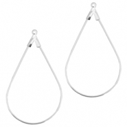 DQ European metal findings creole earrings charms oval Silver (nickel free)