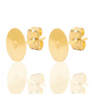 DQ European metal findings earpins 8mm Gold (nickel free)