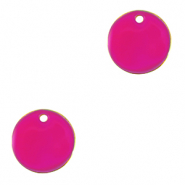 DQ European metal charms 10mm Gold-Neon Fuchsia Pink (nickel free)