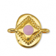 DQ European metal charms connector oval Light Pink-Gold (nickel free)