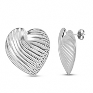 Stainless steel earrings / earpins heart Silver