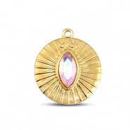 BY31&reg; Stainless steel charms round Gold-Light Pink