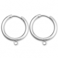Stainless steel earrings creole with loop 21mm Silver