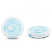 Czech Beads fossil shell 18mm White-Light Blue