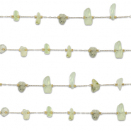 Stainless steel findings belcher chain Prehnite irregular Gold-Light Green