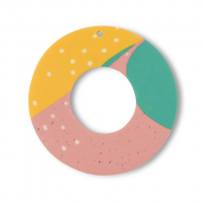 Polymer pendants round Green-Pink-Ochre Yellow