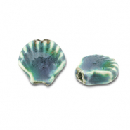 Beads ceramic shell Teal Blue