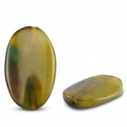 Natural stone beads Agate oval Transparent Green-Brown