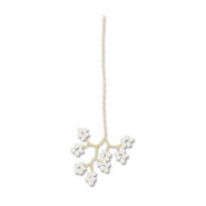 Glass seed beads charms flower Gold-White