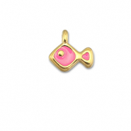 DQ European metal charms fish Magenta Pink-Gold (Nickelfree)