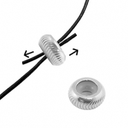 Stainless steel findings smart stopper bead with motif 8mm Silver