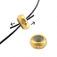 Stainless steel findings smart stopper bead with motif 10mm Gold