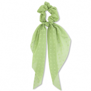 Scrunchie hair tie with ribbon dots Light Green