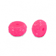 Resin beads rondelle 10mm Neon Pink