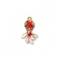 Eco-brass&reg; metal charms fish Gold-Red-White