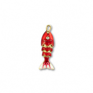 Eco-brass&reg; metal charms fish Gold-Red-White
