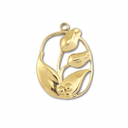 Stainless steel charms tulips Gold