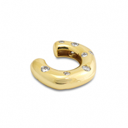 Stainless steel earrings ear cuff with zirconia Gold-Crystal