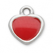 Stainless steel charms heart Silver-Red