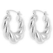 Stainless steel earrings / earpins creoles twisted Silver