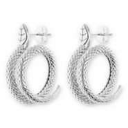 Stainless steel earrings / earpins snake Silver