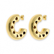Stainless steel earrings / earpins with hearts Gold