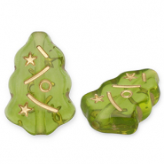Acrylic beads Christmas tree Olive Green-Gold