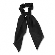 Scrunchie hair tie  with ribbon Black