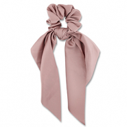 Scrunchie hair tie  with ribbon Vintage Pink