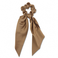 Scrunchie hair tie  with ribbon Brown