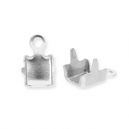 Stainless steel findings end cap for Rhinestone chain 4mm Silver