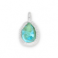 Stainless steel charms drop with facet Silver-Blue