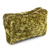 BY31&reg; Pouch velvet with stitched circles Olive Green