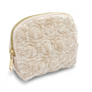 BY31&reg; Pouch velvet with stitched circles Beige