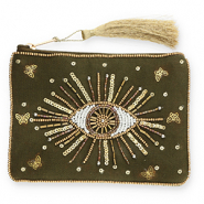 Pouch Eye of Providence Dark Olive Green-Gold-White