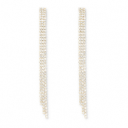 Eco-brass&reg; metal earrings / earpins with strass Gold-Crystal