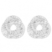 Eco-brass&reg; metal earrings / earpins with strass Silver-Crystal