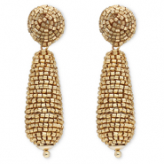 Trendy earrings / earpin with glass beads drop Gold