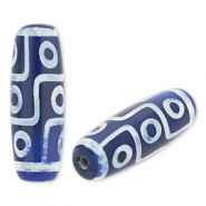Natural stone beads Chalcedony tube Blue-White