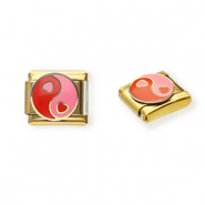 Stainless steel charms for italian bracelet heart Yin & Yang Gold-Pink-Red