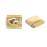 Stainless steel charms for italian bracelet hearts Gold