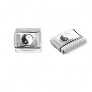 Stainless steel charms for italian bracelet Yin & Yang Silver-Black-White